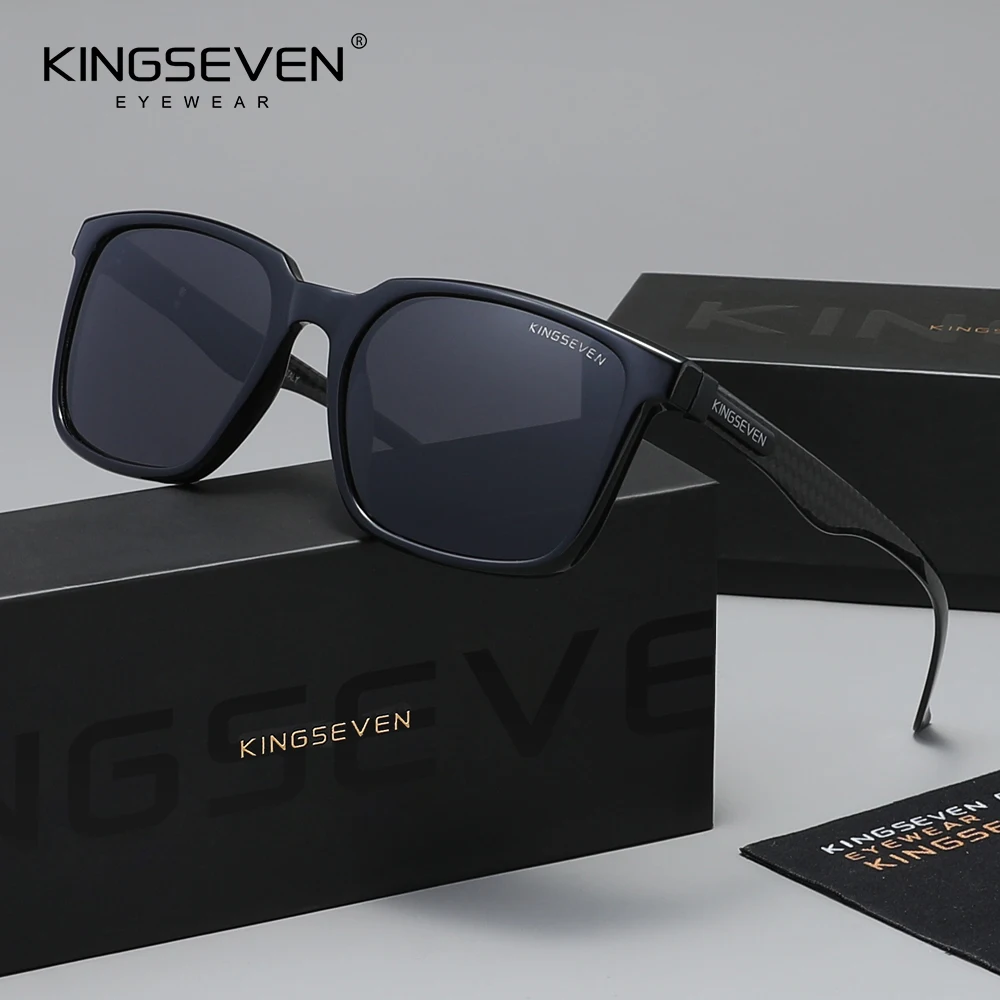 KINGSEVEN Lunettes de soleil polarisées UV400 de haute qualité pour hommes et femmes, montures en fibre de carbone, style décontracté, pour la conduite en extérieur 1