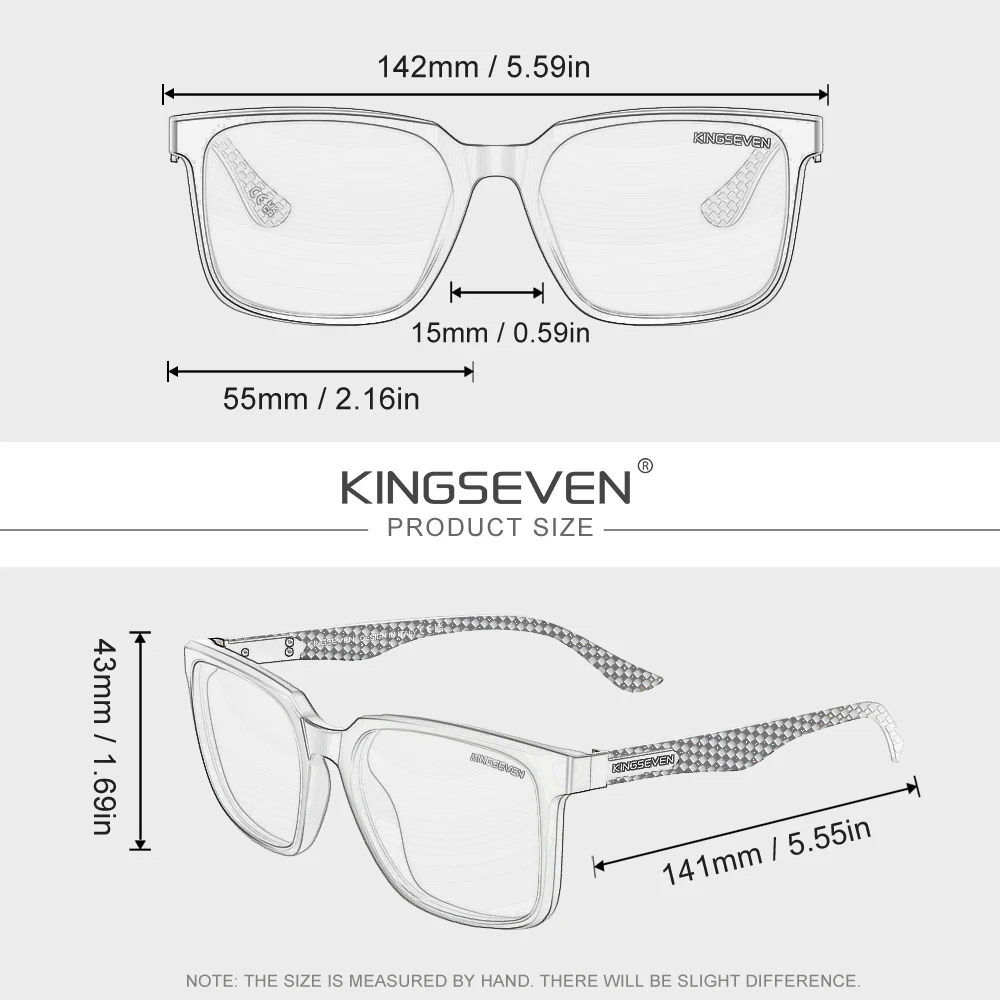 KINGSEVEN Lunettes de soleil polarisées UV400 de haute qualité pour hommes et femmes, montures en fibre de carbone, style décontracté, pour la conduite en extérieur 4