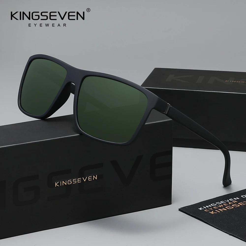 KINGSEVEN Lunettes de soleil classiques tendance Hommes/Femmes Polarisées UV400 Anti-éblouissement Conduite Extérieur Montures carrées Lunettes 2