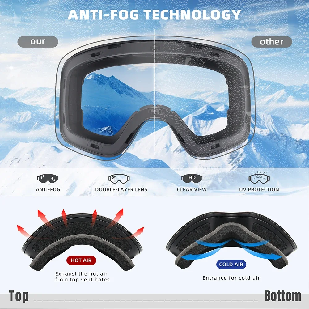 KINGSEVEN Sports de plein air adolescents hommes femmes lunettes de Ski-Anti-buée UV400 Snowboard Ski lunettes hiver coupe-vent lunettes de protection 2