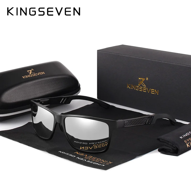 KINGSEVEN-Lunettes de soleil polarisées plein cadre pour hommes, matériau en aluminium, lunettes de conduite, nuances de lunettes pour hommes 4