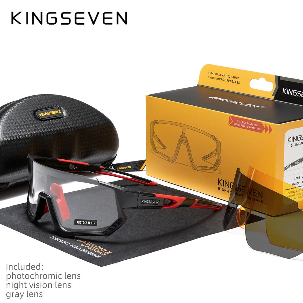 KINGSEVEN lunettes de soleil de cyclisme photochromiques hommes femmes lunettes de vélo de route lunettes UV400 Vision nocturne casual lunettes de sport de plein air 4