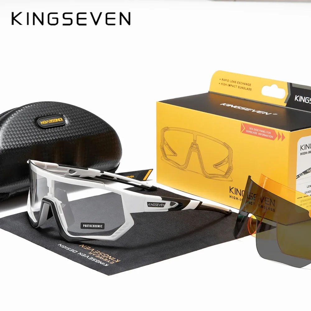 KINGSEVEN lunettes de soleil de cyclisme photochromiques hommes femmes lunettes de vélo de route lunettes UV400 Vision nocturne casual lunettes de sport de plein air 1