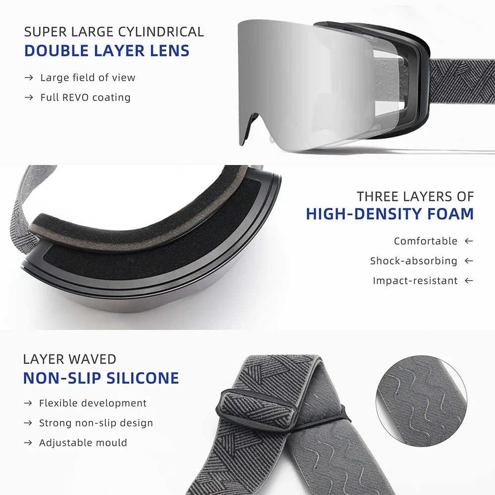 KINGSEVEN Sports de plein air adolescents hommes femmes lunettes de Ski-Anti-buée UV400 Snowboard Ski lunettes hiver coupe-vent lunettes de protection 3
