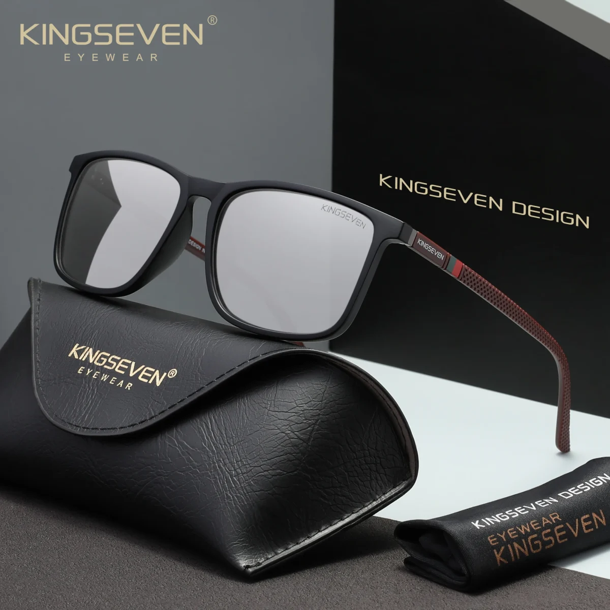 KINGSEVEN mode polarisé hommes femmes lunettes de soleil UV400 protéger Casaul Rectangle lunettes de pêche conduite classique lunettes extérieures 1