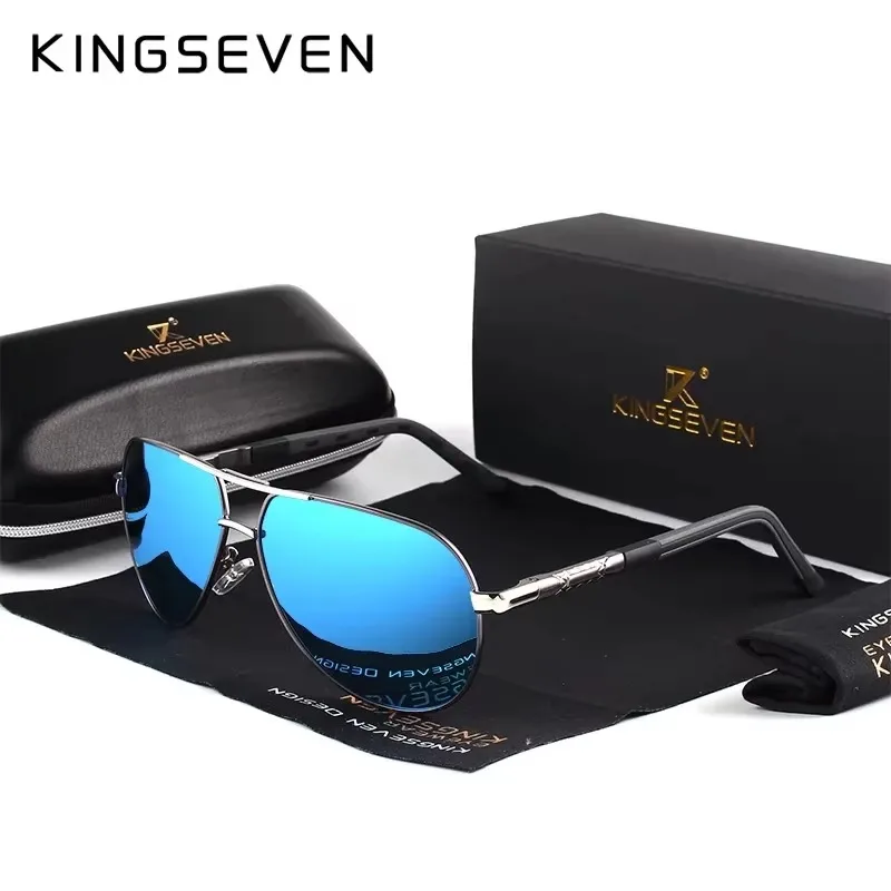 KINGSEVEN mode hommes lunettes de soleil de luxe UV400 lunettes polarisées femmes pilote extérieur casual mâle femme pêche conduite lunettes 3