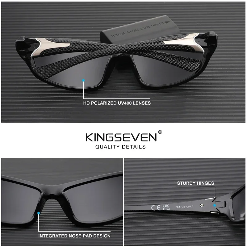 Lunettes de soleil KINGSEVEN pour l'extérieur, UV400, rembourrées, anti-UV, unisexes, lunettes de sport, lunettes de protection pour la moto 4