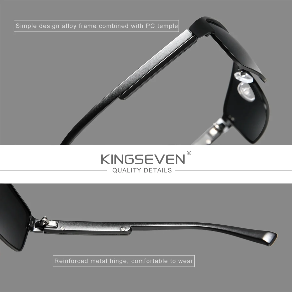 KINGSEVEN hommes lunettes de soleil polarisées conduite UV400 haute qualité lunettes casual Rectangle mâle casual pêche lunettes extérieures 4