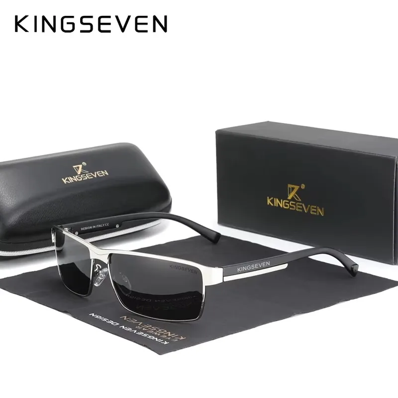 KINGSEVEN hommes lunettes de soleil polarisées conduite UV400 haute qualité lunettes casual Rectangle mâle casual pêche lunettes extérieures 1