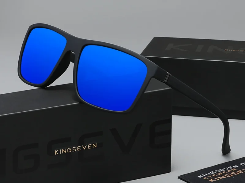 KINGSEVEN Lunettes de soleil classiques tendance Hommes/Femmes Polarisées UV400 Anti-éblouissement Conduite Extérieur Montures carrées Lunettes 1
