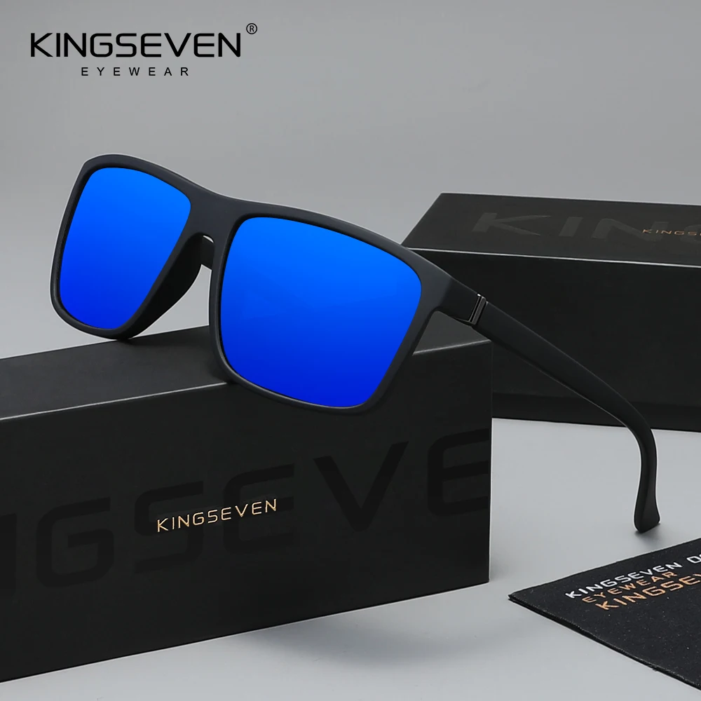 KINGSEVEN Lunettes de soleil classiques tendance Hommes/Femmes Polarisées UV400 Anti-éblouissement Conduite Extérieur Montures carrées Lunettes 1