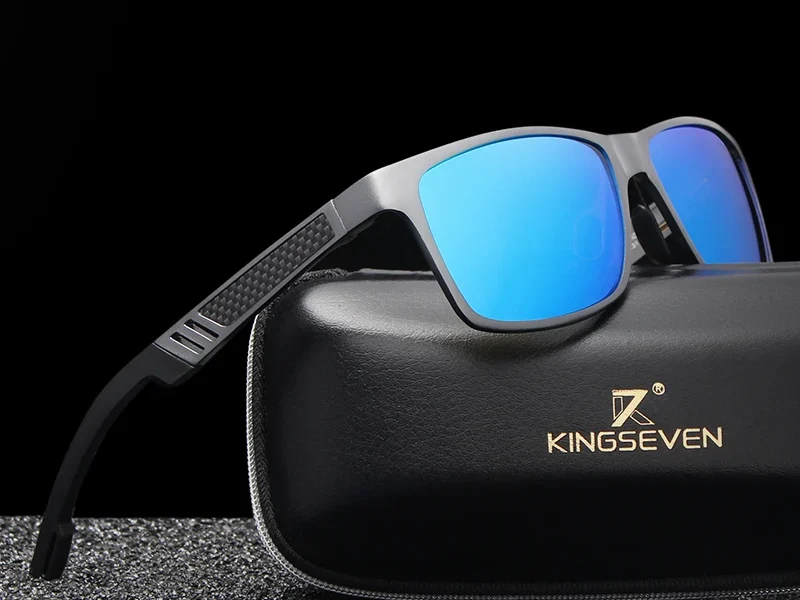 KINGSEVEN-Lunettes de soleil polarisées plein cadre pour hommes, matériau en aluminium, lunettes de conduite, nuances de lunettes pour hommes 1