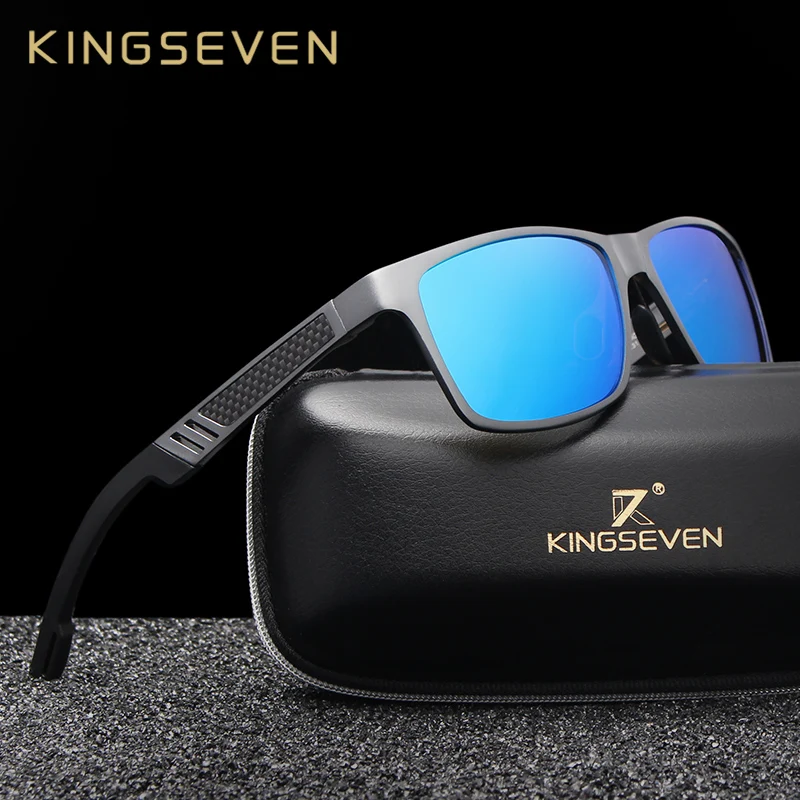KINGSEVEN-Lunettes de soleil polarisées plein cadre pour hommes, matériau en aluminium, lunettes de conduite, nuances de lunettes pour hommes 1
